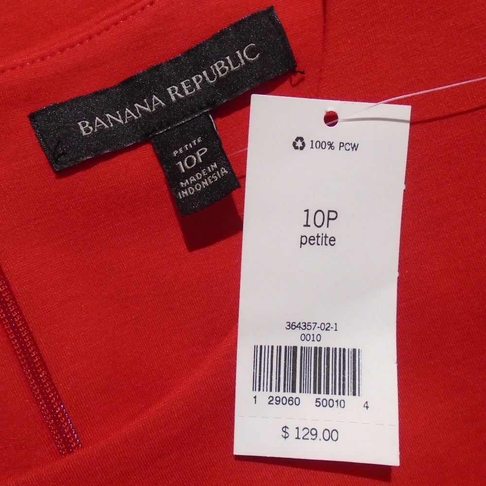 BANANA REPUBLIC Ponte Flutter-Sleeve Dress 10P RED - Picture 7 of 8